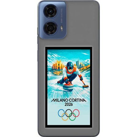 Kompatibel Mobilcover til Motorola Moto G24 Ishockeyillustration med spillere i bevægelse på isen, Milano Cortina 2026, Milano-landemærker og olympisk