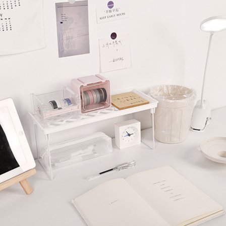 Sovsal Förvaringshylla Stark PP Metall Hopfällbar Design Enkel Stil Skrivbordsdisplayhylla för Hem Sovsal Kontor Vit S