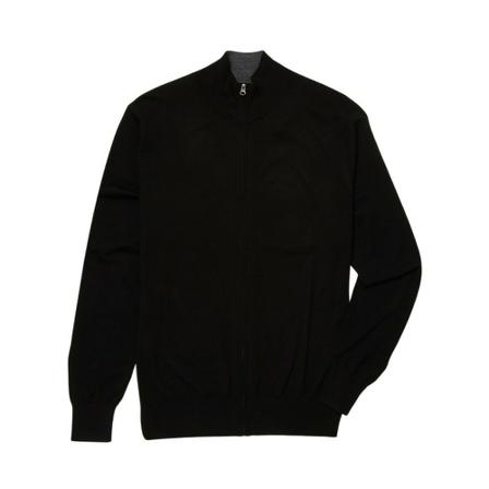 Brooks Brothers Merino Wool Zip-Up Cardigan Sort, Herre Cardigans
