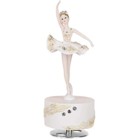 Ballerina Roterende Musikboks Figur, Hvid og Pink Balletdanser Musikboks, Fødselsdag til Kvinder (Hvid)