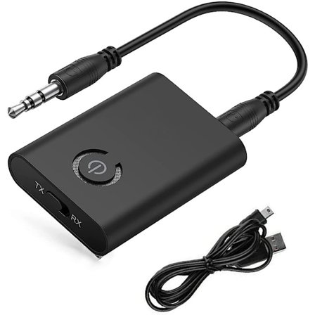 Bluetooth 5.0-adapter, trådlös bärbar 2-i-1 Bluetooth-sändare och -mottagare, stereo 3,5 mm-uttag Bluetooth-ljudadapter, för hörlurar