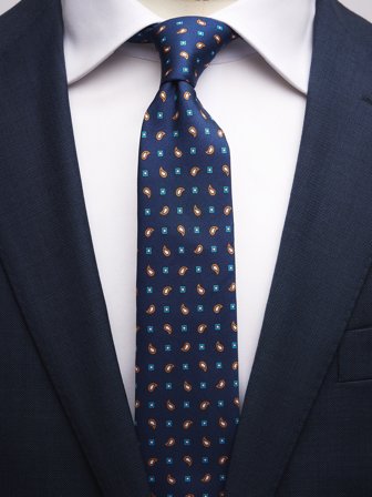 John Henric Men's Blaue Paisley Krawatte Size 6,5