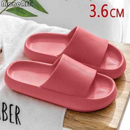 Cloud Tofflor Mænd Tykke Sål Sko Til Mænd Sommerstrand Billeder Bad Anti-Slip Hjemmesko Bløde Sandaler Mode Flip-Flops 3.6CM-Red 38-39(inner 24cm)