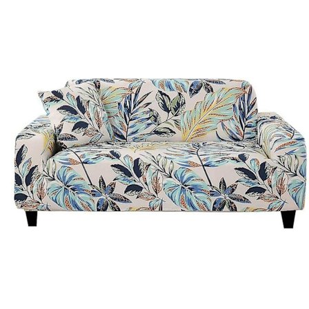 1-osainen joustava 4 istuttavan sohvan päällinen, painettu sohvan päällinen, yleismallinen sohvan päällinen, pehmeä pestävä huonekalusuoja (valkoinen)