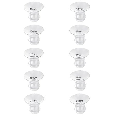 Flange Indsatser 13/15/17/19/21mm 10 stk., Kompatibel med Momcozy S12 Pro/S9 Pro/S12/S9 Bærbar Brystpumpe Kop (LGL)