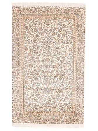 Handgeknoopt Kashmir Puur Zijde Vloerkleed 98X158 Beige/Oranje