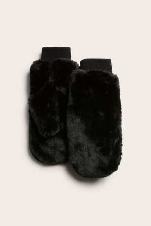 Kappahl | Rękawiczki jednopalczaste ze sztucznego futra | Czarne