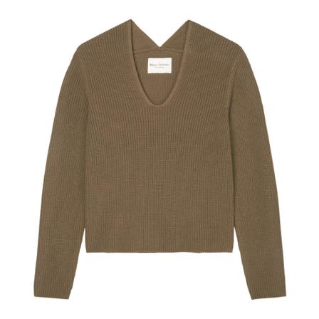 Marc O'Polo Knitted V-neck jumper, relaxed Brun, Dame Striktrøjer