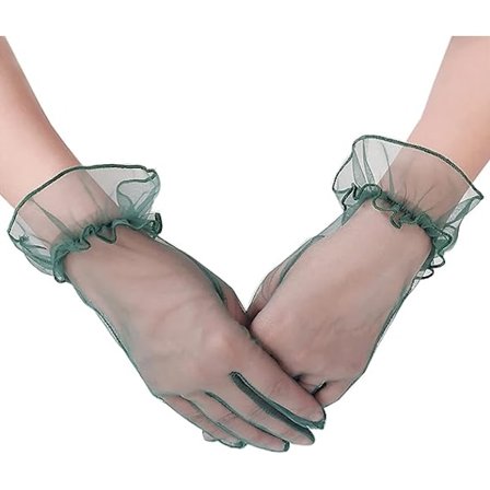 Tummanvihreät - Naisten lyhyet hansikkaat tanssiaisiin, teekutsuille ja häihin