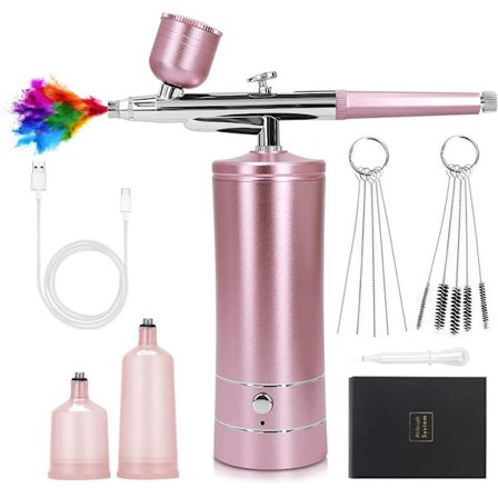 /EA/(Roséguld) Trådlöst airbrush-kit med kompressor, mini portabel airbrush, uppladdningsbar nagel-airbrush, modellmålning