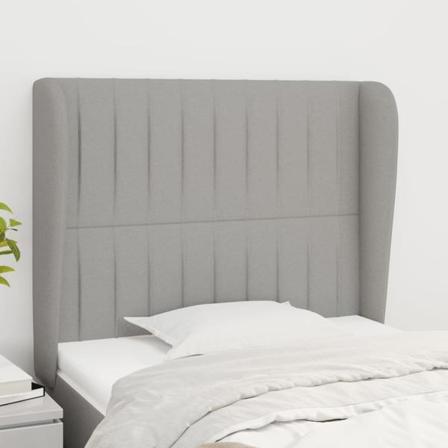 Vidaxl Huvudgavel Med Kanter Ljusgrå 103x23x118/128 Cm Tyg Grå