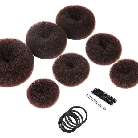 32-delars Donut Bun Maker Set, 7 Hårknutar (1 Extra Stor, 2 Extra Stora, 2 Medium, 2 Extra Stora), 5 Gummiband, 20 Hårnålar, Mörkbrun