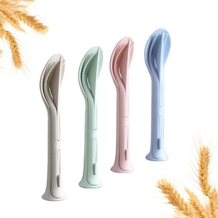 4-pak Genanvendeligt Plastik Bestiksæt - Kompakt Camping & Picnic Redskaber til Børn & Voksne, Bærbar Kniv Gaffel Ske Rejsesæt