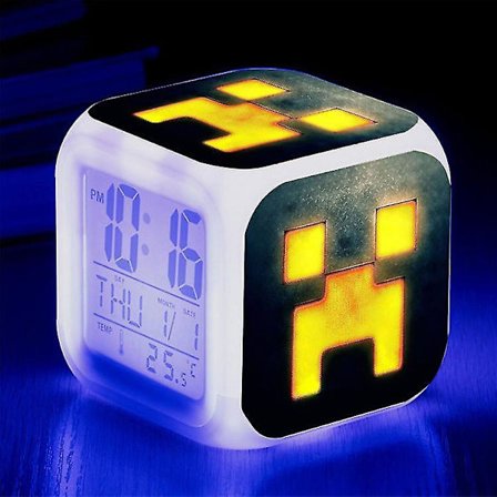 Minecraft Alarm Clock Coolie Scared Cartoon Led Digital Color Luminous Clock Birthday Gift Christmas Gift Style 9