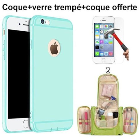 Pack för iPhone 8 - Silikonskal - Turkos - Härdat glas - Gratis väska - Stöttålig