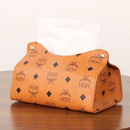 NY-Papirhåndkleboks Beholder Pu Mønster Servietholder Papirveske Kosmetisk Veske Organizer brun