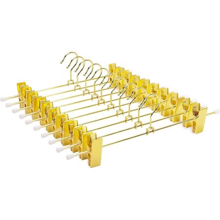 Set med 10 guldmetalljärngalgar 30 cm, för byxor Kjolar Strumpor Underkläder, halkfri hängare med klämmor