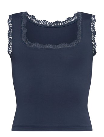 Rkbillie Sl Square Lace Top Navy Rosemunde Kids