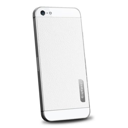 Spigen Skin Guard Leather Skin till Apple iPhone 5/5S/SE (Vit) + Skärmskydd