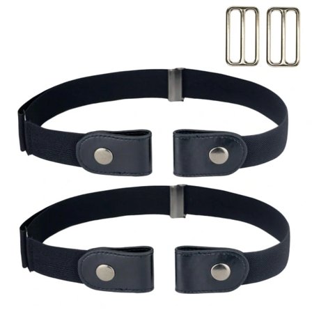 2-pakning Elastisk belte uten spenne (one size) Svart