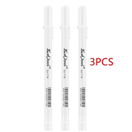 3 stk. 0,8 mm Kreativ Hvit Markeringspenn Fin Tupp for Studenter Tegning Kunst Skriving Skoleutstyr