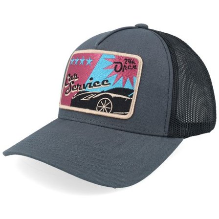 Iconic - Grå trucker Keps - Car Service Sign Patch Grey/Black A-frame Trucker @ Hatstore