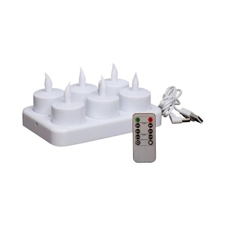 Genopladelige fyrfadslys flammeløse lys med fjernbetjening LED-lys med timer batteridrevne lys flammeløs borddekoration A