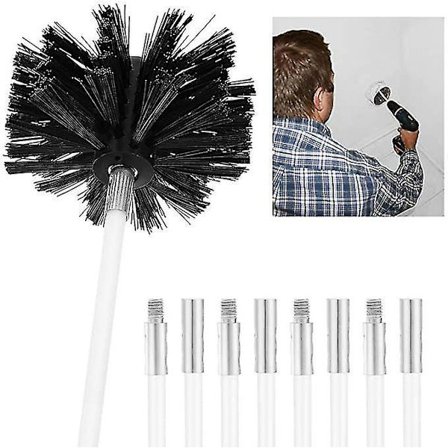 Skorstensrengöringsset med borste, avloppsrör och skorstenshuv