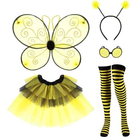 INIOR Bi-dräkt Tillbehör Tutu Kjol Bi Vingar Antenn Pannband Randiga Knä Lår Höga Ben Cosplay Fest Tillbehör Bi 60 cm/ 23.62 tum
