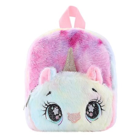 Enhörning Sammet Skolväska Flickor Mode Söta Ryggsäck Plysch Ryggsäck A