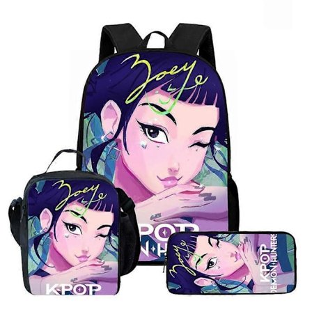 Kpop Demon Hunters Ryggsäck Huntrix K-pop Demon Hunters Skolväska Mochila Pennfodral Set