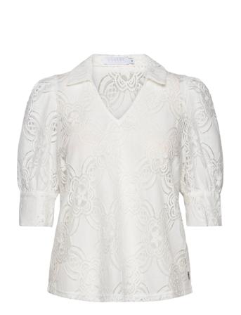 Lace Shirt Blouses Short-sleeved Hvit Coster Copenhagen*Betinget Tilbud