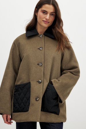 NA-KD x Zoe Liss Reversable Quilted Detailed Jacket - Quiltet Jakker - Beige - EU 32