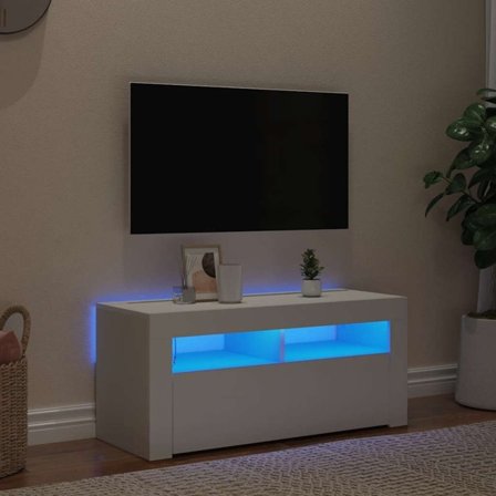 vidaXL TV-bänk med LED-belysning vit 90x35x40 cm
