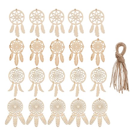 40-osainen puinen riipuskoriste-sarja, viimeistelemätön unisieppari, jossa on 40-osainen naru (11X6 cm, kuten kuvassa näkyy)