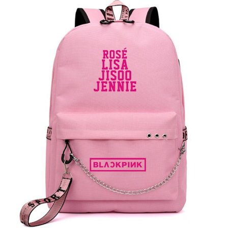 Svartrosa ryggsekk USB oppladbar ryggsekk Student skolesekk