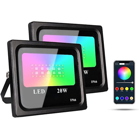 Set med 2 20w RGB LED-projektor, Bluetooth-ljusfärgsprojektor styrd via app-belysning inomhus utomhus Ip66 vattentät för festivalkvällsparty