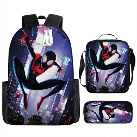 Spider-Man -reppu, koulukassit, kynäkotelo ja lounaskassi, kolmen osan setti