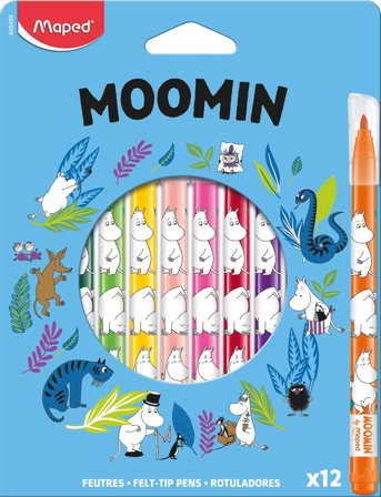 Moomin Felt-Pens X12 Cardboard Patterned Dsignhouse Moomin