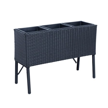 Kukkalaatikko WICKER 80x34xH54cm, musta