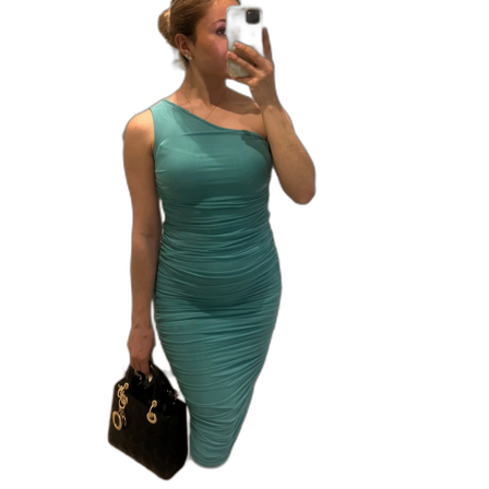 Turkos one shoulder klänning HELT NY