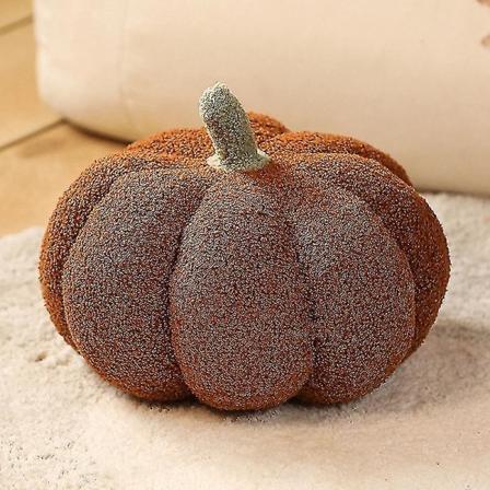 Fyldt græskar Fluffy Pumpkin Plys Legetøj Holdbar Halloween Græskar Dekorativ sofa Pudepude Blødt græskar Legetøj Gave brown