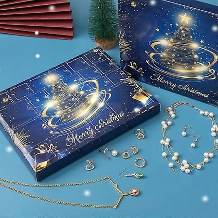GaiBoSi Jenter Julekalender Prinsesse Armbånd Halskjede Øredobber 24 Dager Nedtellingskalender Smykker Noel Navidad Gaver kvinner1