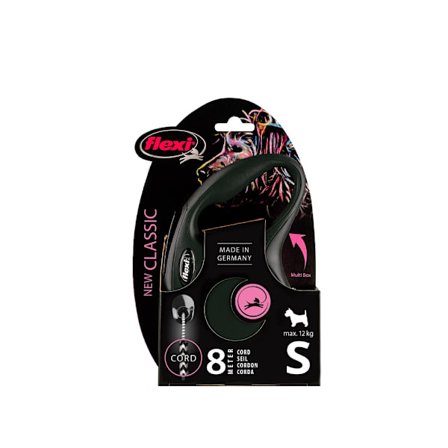 Flexi Classic S Lång Snöre svart 1-8 8m/max12kg