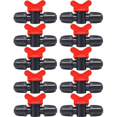 10 stk. Irrigasjonsbryterventil, Irrigasjonsrørventilbryter, Plast Hagekran, Dobbel Hann Barb Tap, for Hageplen Irrigasjon, for 16mm Slange