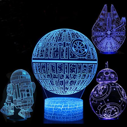 4-pakning 3D Nattlampe 3D Led 3D Star Wars Lampe Illusjonslampe