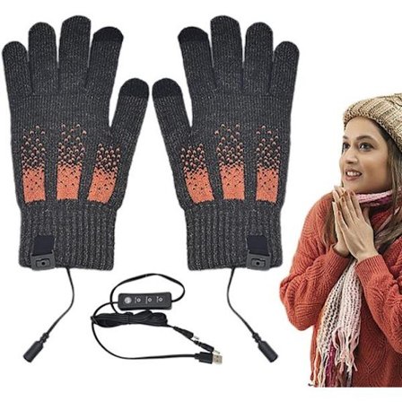 Opvarmede handsker - Elektriske handsker - USB Vinter Varme Cykelhandsker - Niveau 3 Varme Skihandsker - Aftagelige Vinter Touchscreen Opvarmede 