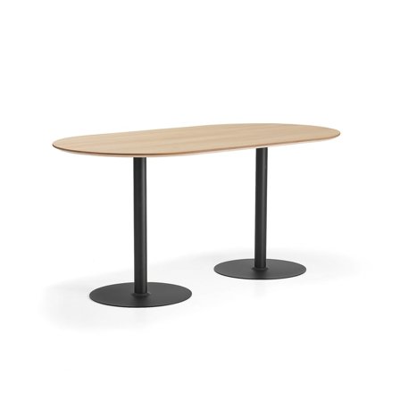 Ståbord METRIC, oval, L2000 B1000 H900 mm, svart/eik