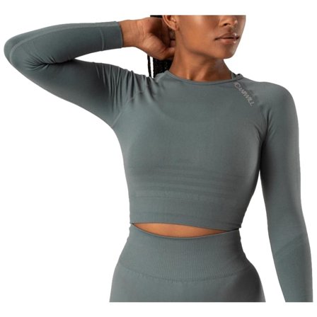 ICANIWILL Define Seamless Ls Crop Top Women's Women long-sleeved training tops Green L