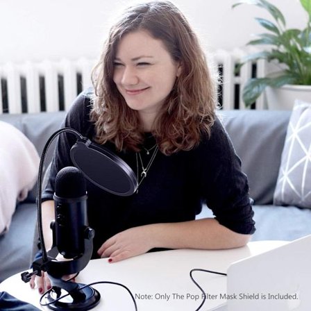 Mikrofon Popfilter til Blue Yeti, Dobbeltlags Vindskærm med Fleksibel Gåsehal